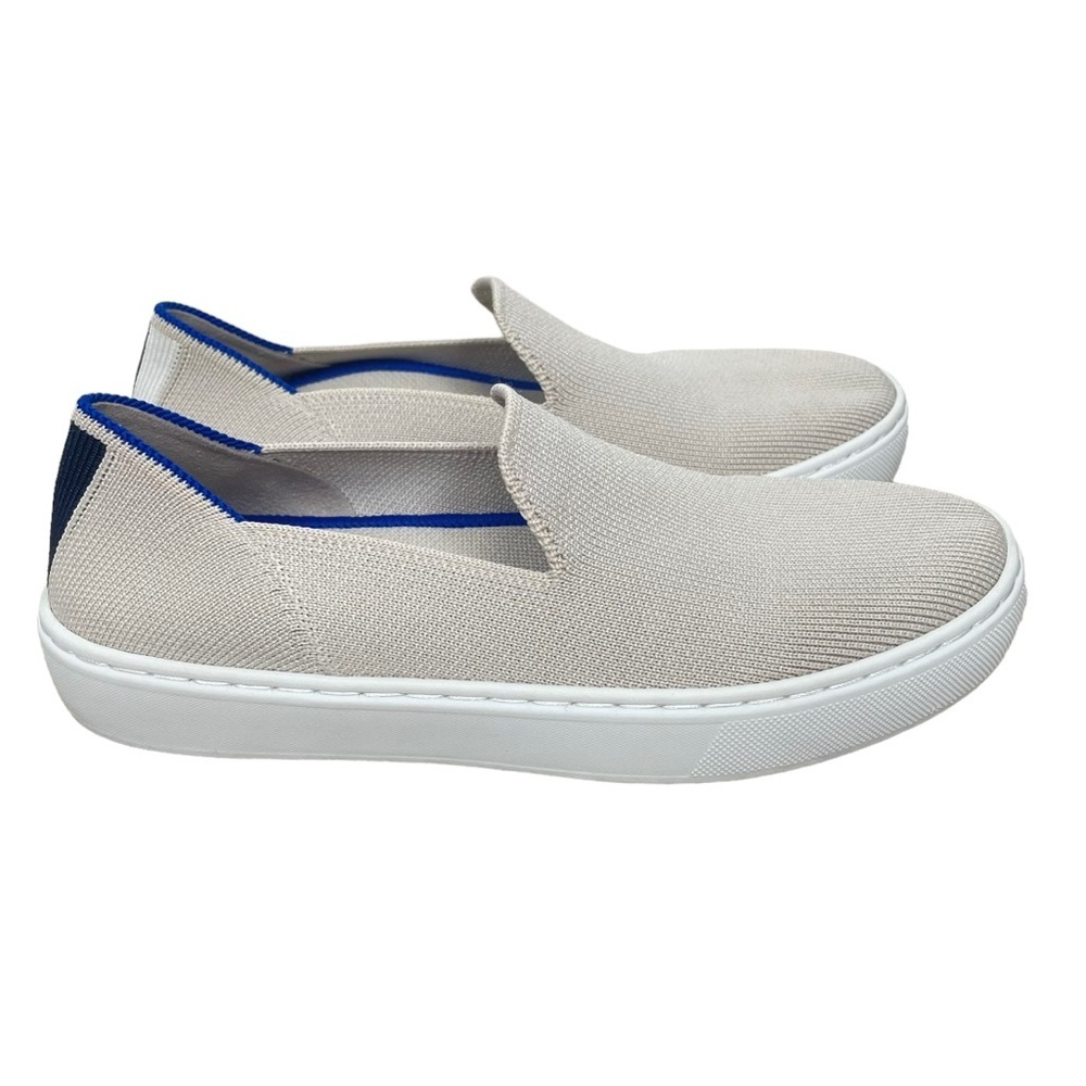 Rothy's Cream and Blue Slip-On Sneakers